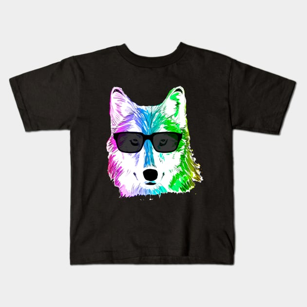 Rainbow Wolf Kids T-Shirt by TheGreatDawn